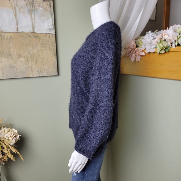 Fuzzy Balloon Sleeve Knit Sweater - Picture 3 of 11